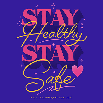 Postcard Series: Stay Healthy Stay Safe 2020postcardseries covid19 design illustration illustrator lettering passionproject postcard postcard project procreateapp