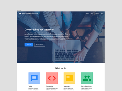 Developer Student Clubs Loyola - Home Page design dsc figma google landing landing page ui user experience user interface user interface design uxui web design web mockup