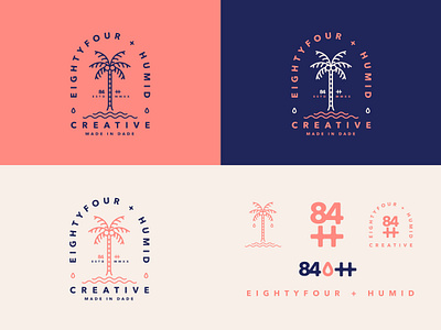 Eightyfour + Humid Creative badge badge logo branding design icon illustration logo miami palm