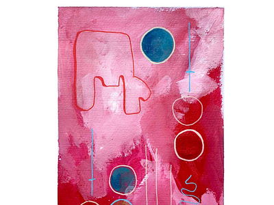 ART EVERY DAY NUMBER 624 / PAINTING / PINK & RED iii