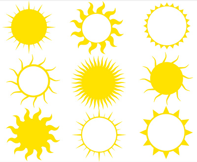 Yellow Sun Illustrations celestial clip art clipart digital art illustration sun suns sunshine svg svg icons vector art