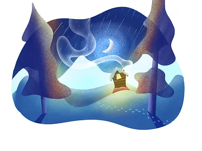 Snowy Night Illustration adobe photoshop branding brush designer illustration illustration art illustrations illustrator minimal painting photoshop procreate