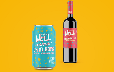 The well beer and wine labels beer beer can brand design branding design graphic design icon label design label packaging labelling logo logo design package packaging typography vivid wine