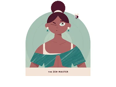 The Zen-Master art athleisure character clean design earthtones fly focus green hairstyle meditation minimal texture texture brushes vector woman woman illustration workout yoga
