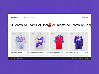 ClassicKit Concept #1 ⚽️- All Items Scroll / E-Shop animated animation art direction colorful concept e commerce experimentation football interaction interface loading animation loop texture transition typography ui design ux design vintage webdesign website