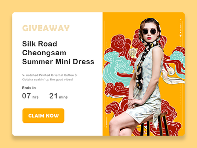 DailyUI 097 - Giveaway 097 cheongsam chinese culture chinese style colours daily 100 challenge dailyui dailyuichallenge dress fashion giveaway giving interaction design limited time offer product page traditional ui design ux design uxui web design