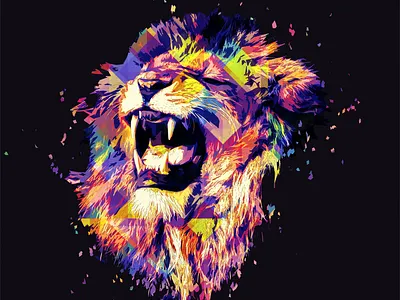 Roaring Back digitalart lion popart