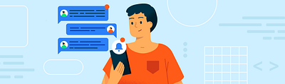 ┌( ಠ‿ಠ)┘ character character design conversation illustration illustrator man messages notification phone tech text texture vector