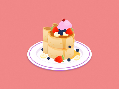 Japanese Bunny Pancakes 2d affinity designer cute design art dessert food fruits ice cream illustration japanese pancake maple syrup pancakes souffle pancake vector