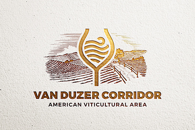 Van Duzer Corridor ava farm grapes grow icon label logo logotype oregon vector vineyard wine wine bottle winery