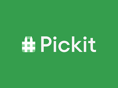 Pickit - Identity branding green grocery app logo picket fence pickit ui