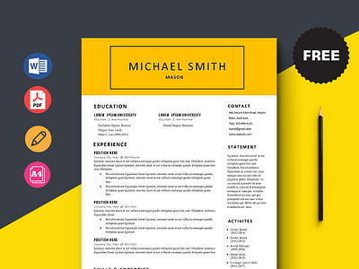 Free Mason Resume Template curriculum vitae cv cv template free cv free cv template free resume template freebie freebies resume