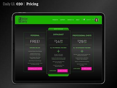 Daily UI 030 | Pricing 030 chef daily 100 challenge daily ui dailyui dailyuichallenge ipad tablet