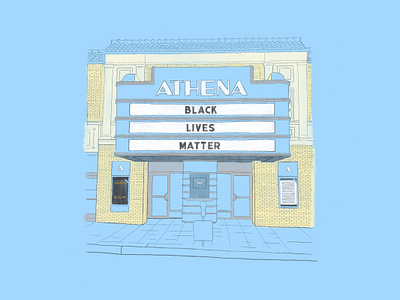 The Athena Theater blm illustration procreate sketch