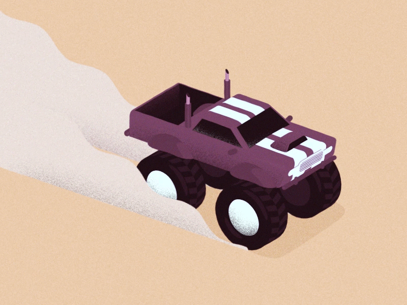 Monster Truck 2d 3d after effects animation car desert gif grain illustration monster monster truck motion motion graphics noise sand truck