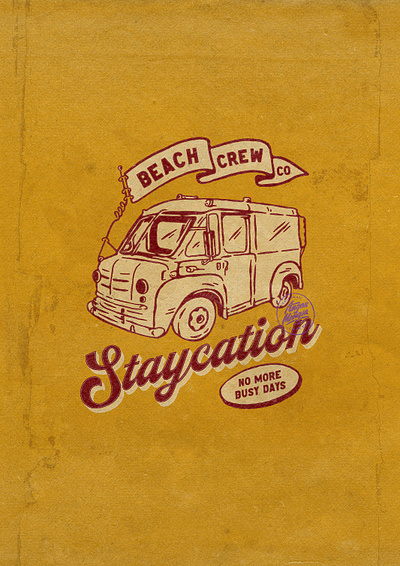 Staycation angonmangsa badges beach beach party branding design graphicdesign hand drawn illustration logodesign typography vacation van vintage vintage badge vintage design