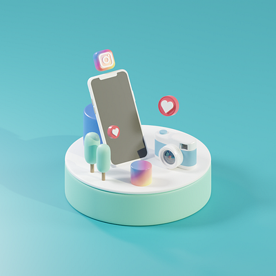 Instagram 3d art blender design illustration instagram isometric low poly render