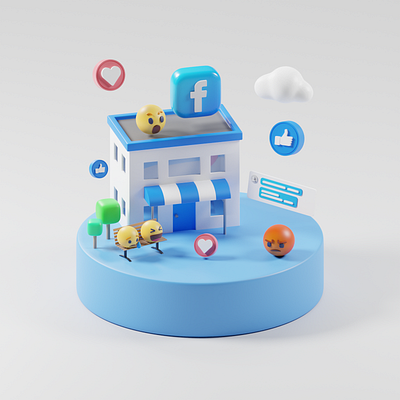 Facebook 3d art blender illustration isometric lighting low poly render