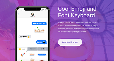 Fontera "Cool Emoji and Font Keyboard" app design emoji emoji app font app keyboard mobile app design mobile ui product design ui user experience user interface ux
