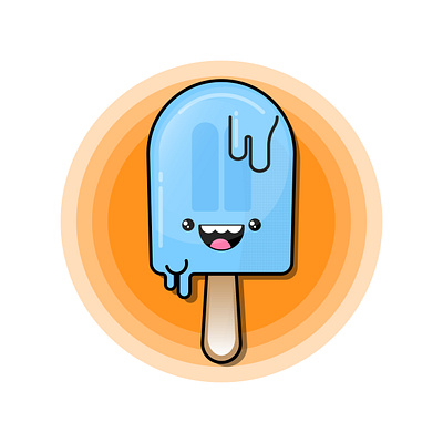 It's getting hot in here.. Blue Popsicle blue cartoon character face funny hot ice cream orange popsicle smile smiling summer sun vibes