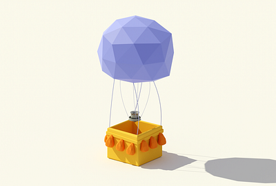 balloon 3d air balloon blender illustration lowpoly