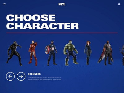 Avengers character selector 3d animation 3d carousel after effects after effects animation after effects ui animation animation avengers captain america marvel marvelcomics prototyping thor ui app design war machine