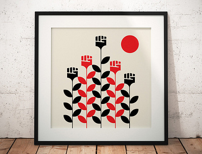 "RISE" 100% of proceeds donated to ColorOfChange.org abstract design art art prints black blacklivesmatter geometric giclee illustration red vector