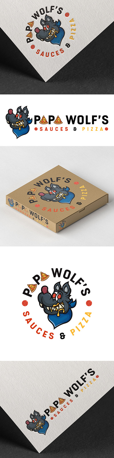 Papa Wolf's Sauce & Pizza business cartoon cartoon illustration cheese logo logo design pizza sauce wolf