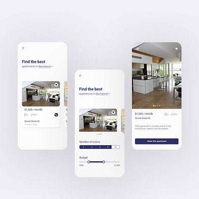 Simple app for renting apartments. apartments appartment bucharest home rent mobile mobile app mobile design rental rental app renting romania ui ui design uidesign uiux