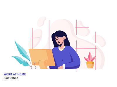 Work at Home design flat illustration illustration mobile ui ux vector website work work at home