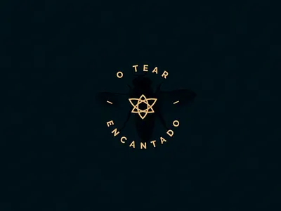 O Tear Encantado bee branding design flat gold green icon letters logo minimal vector