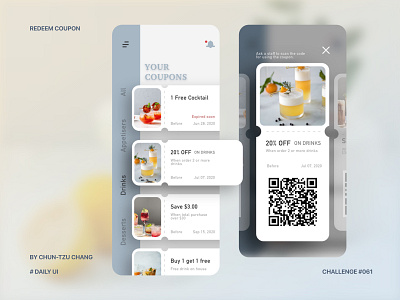 DailyUI #061 - Redeem Coupon coupon coupon ui daily 100 challenge daily ui dailyui dailyuichallenge drinks interaction design interface design ui ui 100day ui design uidesign ux design