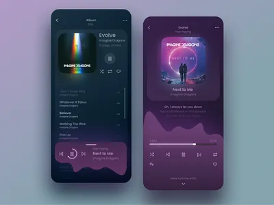 Simple Music Player App UI app app design application ui gallery ios app minimal mobile app mobile app design mobile ui music album music app music player music player app music player ui playlist ui ui design uiux user interface design ux