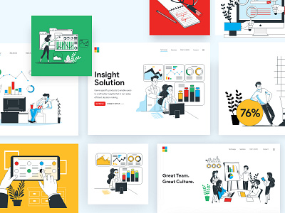 Illustrations for Landing Page app branding clean dashboard design design flat graphics icon illustration illustrations landing page line art logo typography ui ux vector webdesign