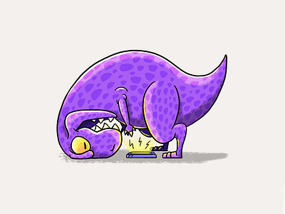 Big head and little arms adobe photoshop branding design digital illustration dino dinosaur illustration purple t rex t rex tiny tyrannosaurus rex wacom cintiq