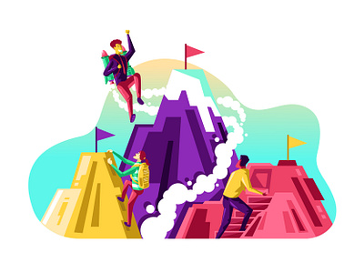 Business Competition design illustration mountain rocket startup ui vector