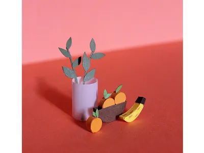 Still Life - Oranges + Banana editorial art editorial illustration food illustration illustration illustrator paper paper art paper craft paper illustration papercraft papercut