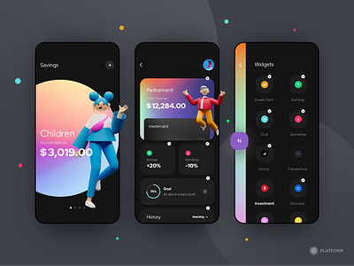 Savings App - MVP 3d app bank card customize dark dark ui design drag illustration interaction interactions minimum viable product mvp protopie prototype savings ui ux