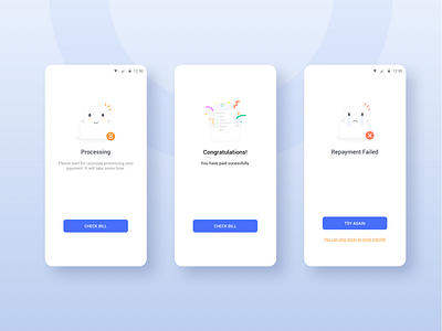 Repayment status page app design icon illustration ui ux