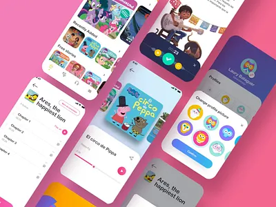 personalized audiobooks ui animation app audio audiobook book branding design kids app minimalist owl personalized record ui ux