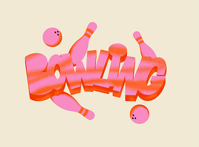 Bowling ! 3d bowling customfont design design art draw font grain grain texture graphisme hobbies illustration letter pink shapes texture type typography vector work