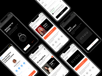 Screens for OVOU Smart Business Card add contact basov black business card contact flat minimal mobile mobile app design mobile design profile card profile page screens smart ui web website