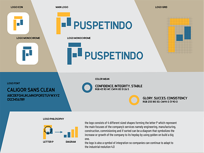 PUSPETINDO Company blue branding company design gold graphicdesign indonesia indonesia designer learning logo logogram logotype minimalist simplelogo square vector