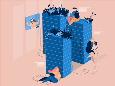 Connected adobe illustrator character design illustration illustrator mobile tech technology ux vector