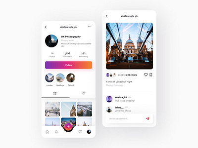 Daily UI 6 - User profile 006 app clean daily ui design gallery instagram interface minimal mobile ui ux