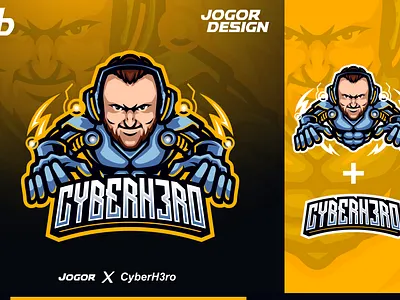 Cyberhero - Esports mascot photo projects character cyber cyberpunk design esports logo human icon illustration jogor logo mascot typogaphy yellow