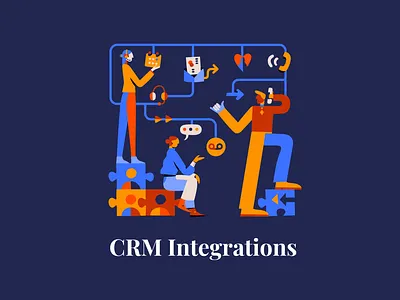 CRM Integrations colorful connection connections design illustration implementation integration internet minimal network people pipes simple teamwork vector website