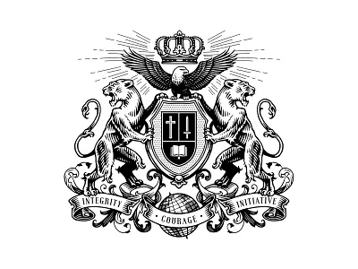 Mbao Family Crest badge crown eagle emblem family crest lion sheald soat of rams vintage design