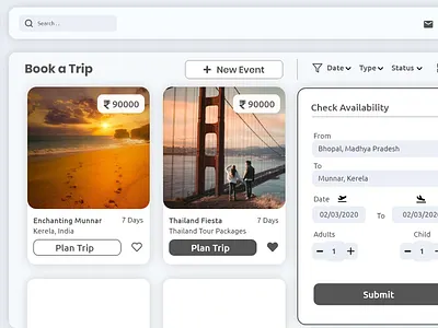 CRM - Book A Trip Page creative crm portal crm software ui uiux web template webde