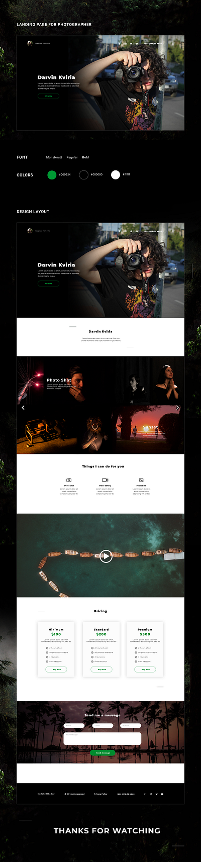 Landing page for photographer adobe design flat photoshop ui ux web website xd